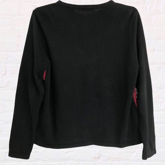 Victoria Jones Christmas Sweater Womens Medium Red Cardigan Patchwork Holiday - Picture 8 of 9